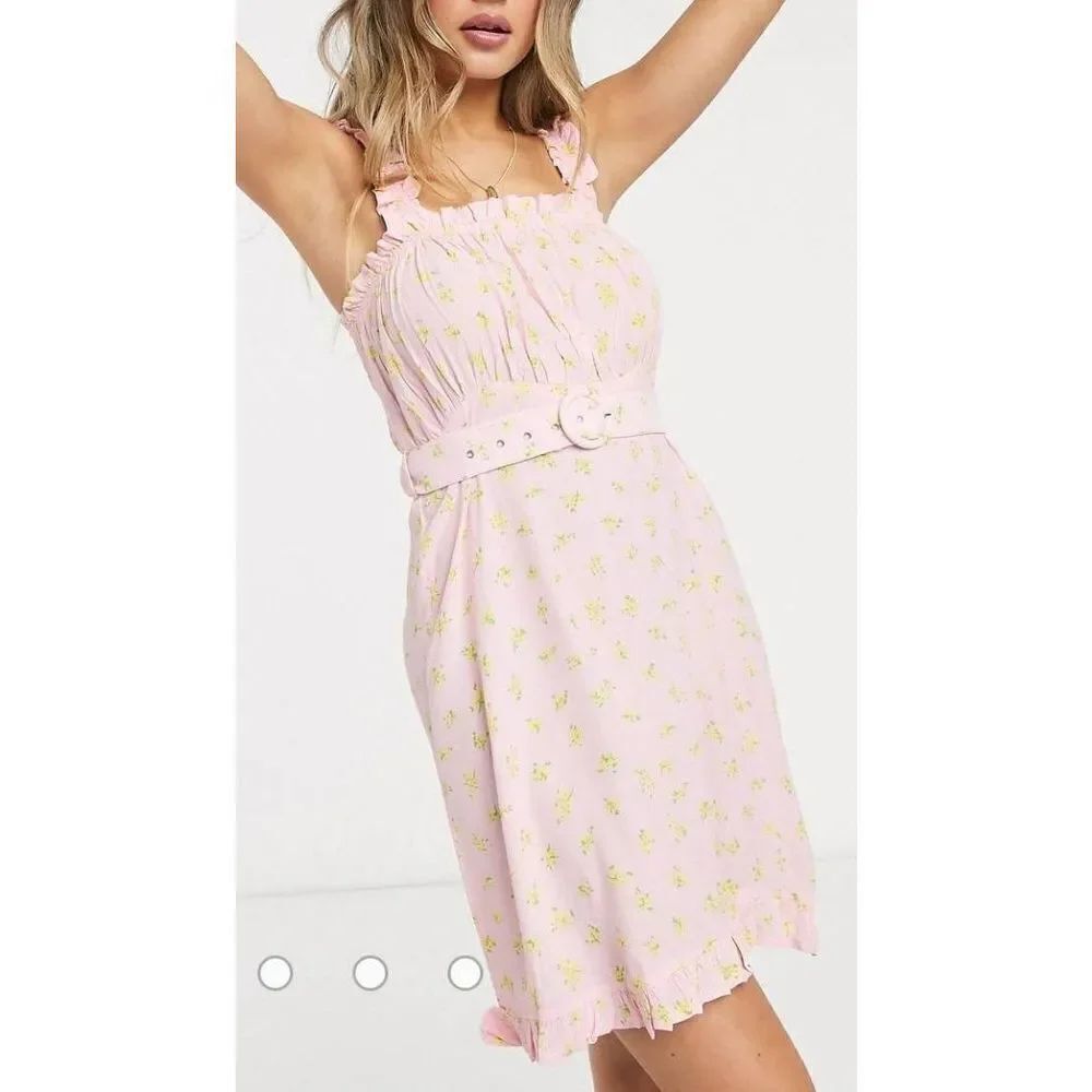 Faithfull The Brand mid summer belted floral mini dress in pink sz 4